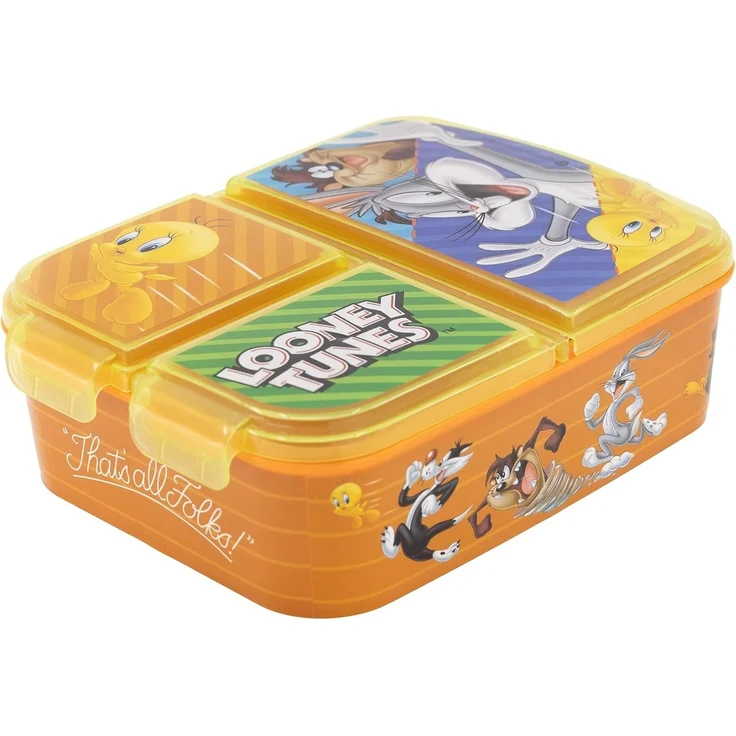 Looney Tunes Bugs Bunny Kinder Premium Brotdose Lunchbox Frühstücks-Box Vesper-Dose mit 3 Fächern – Bild 1