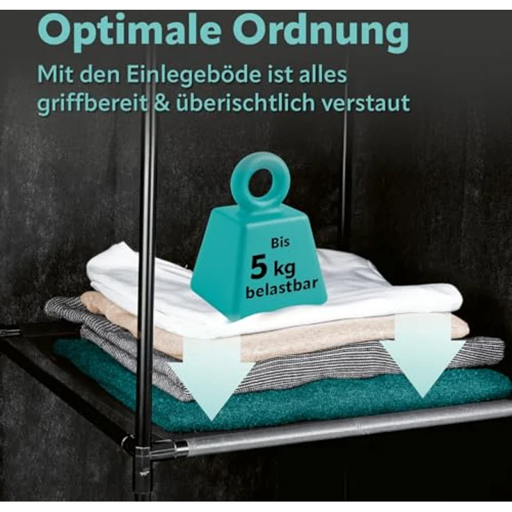 EASYmaxx Kleiderschrank | Faltbarer Stoffschrank mit Klettverschluss & Kleiderstange | Stoffkleiderschrank – ideal als Campingschrank oder mobiler Kleiderschrank zu Hause | Kleiderständer modular – Bild 4