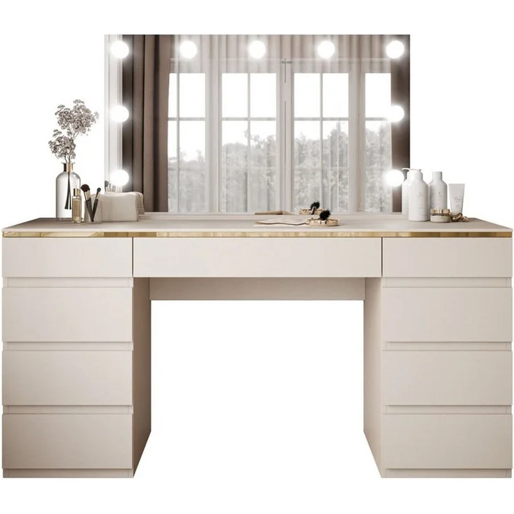 Lookway Schminktisch AURORA DOUBLE KASZMIR mit Schubladen (1x Schminktisch, 1xSpiegel mit LED), mit LED, mit Spiegel, mit Schubladen – Bild 5