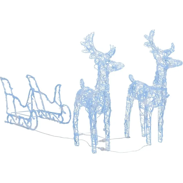 vidaXL Rentiere & Schlitten Weihnachtsdekoration 160 LEDs 130 cm Acryl 328520