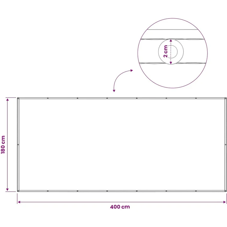 vidaXL Balkon Sichtschutz 180 x 400 cm Stoff mit PU-Beschichtung 42036720 – Bild 7