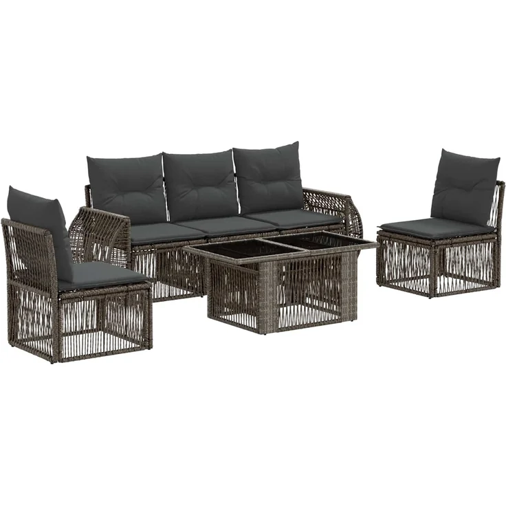vidaXL Gartensofa-set 6 stk. Grau und Dunkelgrau 100 x 55 x 73 cm 3436922 – Bild 2