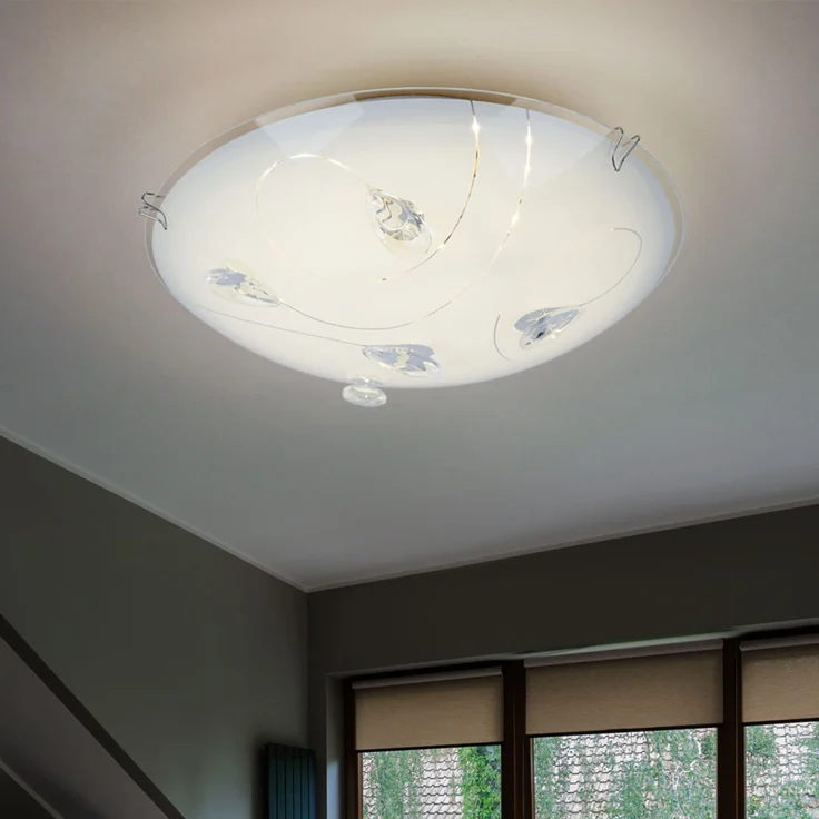 LED Deckenlampe, silber, satiniert, rund, D 25 cm – Bild 2