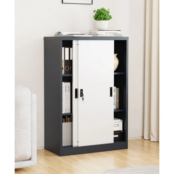 VCM Büroschrank Malivo 921319 Anthrazit / Weiß H. 120 x B. 80 x T. 40 cm – Bild 3
