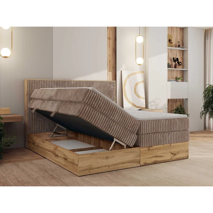 MKS MÖBEL Boxspringbett WOOD CLASSIC KING (Packung, Set, Topper T25/Visco, hohe Kopfteil, Multipocket-Matratze), Polsterbett, zwei Bettkästen, Möbelplattenelementen – Bild 4