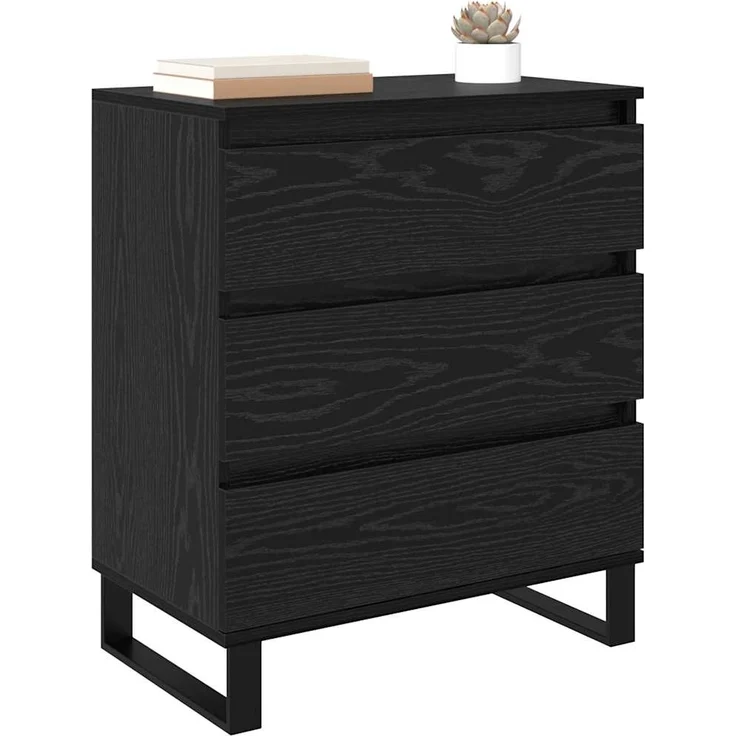 vidaXL Sideboard Schwarz Eichen-Optik 60 x 35 x 70 cm Holzwerkstoff 881955 – Bild 2