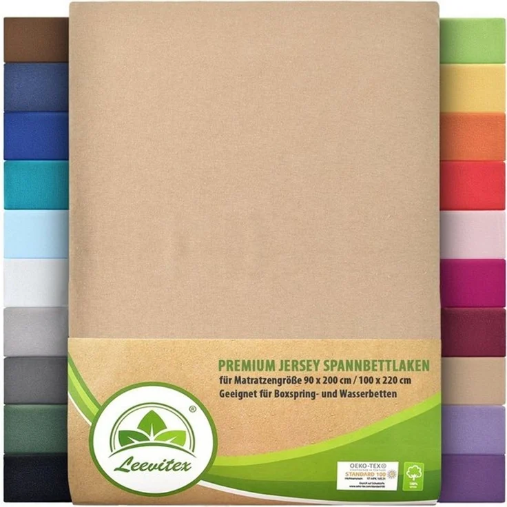 leevitex® Spannbettlaken Spannbettlaken Premium Elasthan, Gummizug: rundum, blickdicht, Anti-Pilling, 97% Baumwolle, 3% Elasthan, 40 cm Steg – Bild 4