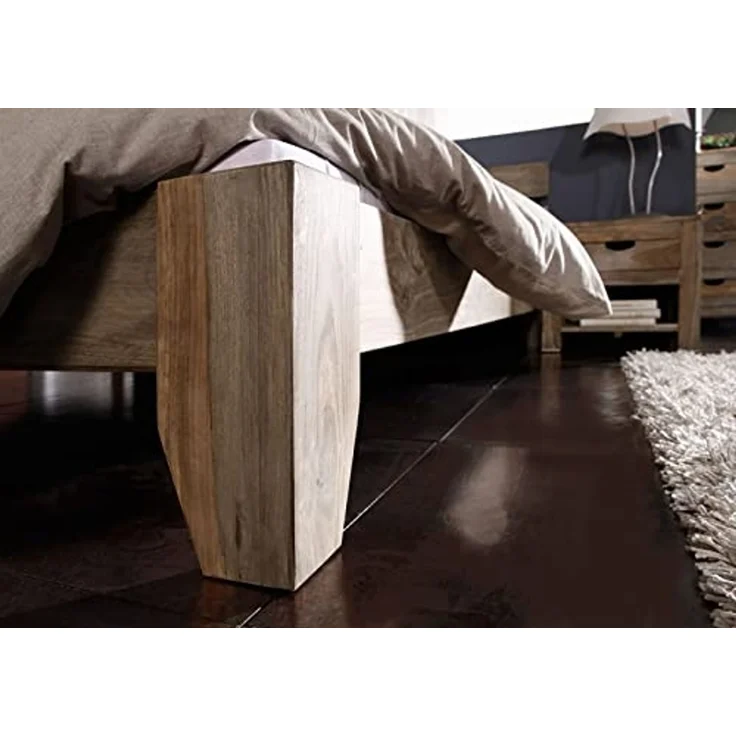 Bett Sheesham 180 x 200 x 75 grau geölt NATURE GREY #212 – Bild 5