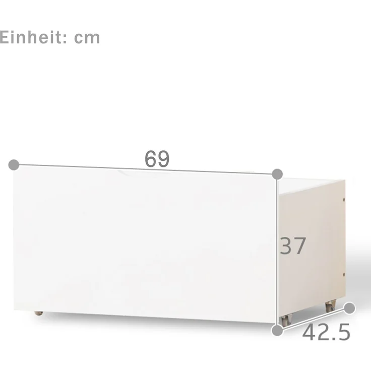 Bett Kinderbett mit Schublade und Rausfallschutz, Kiefer-Vollholz-90x200 cm-Weiß & Eiche – Bild 9