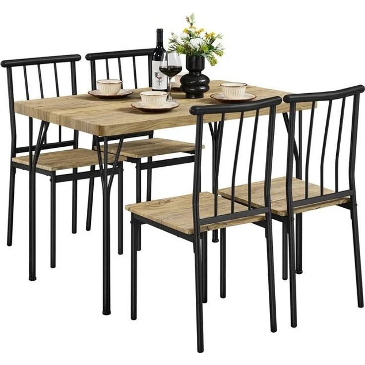 Yaheetech Essgruppe, Esstisch mit 4 Stühlen für 4 Personen Küchentisch-Set für Esszimmer – Bild 4