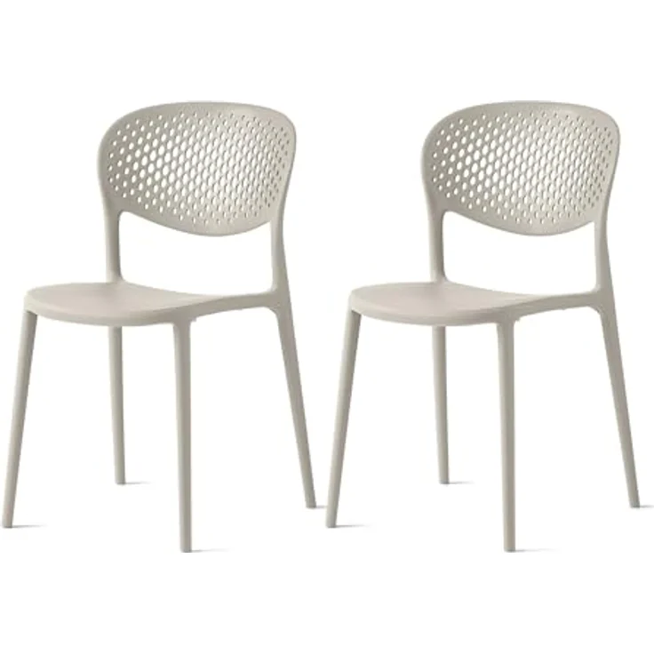 Connubia, 2 Stühle Abby mit gelochter Rückenlehne, aus recyceltem Polypropylen, 100% Hanf matt – Bild 2