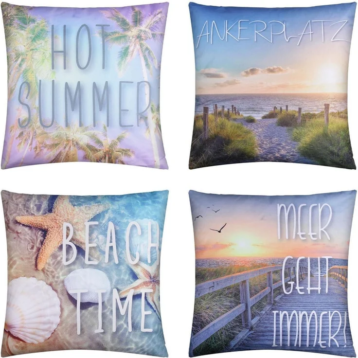 Outdoor Kissen mit Paspel ( 45 x 45 cm ) Dekokissen Garten - Reißverschluss - Schmutz- und Wasserabweisend - abnehmbarer Kissenbezug Hot Summer 1er-Pack – Bild 8