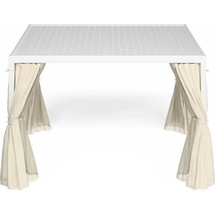 Blumfeldt Pergola 3x4 m - Verstellbares Lamellendach, Wasserdicht & Winterfest, Inkl. Vorhänge & Moskitonetze, UV-Schutz, Aluminium-Rahmen, Weiß – Bild 3