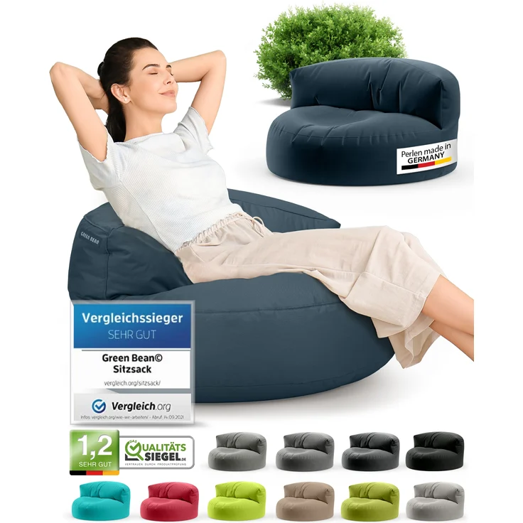 Green Bean® Sitzsack ergonomische Rückenlehne, waschbarer Bezug, mit Füllmaterial dunkelblau, 90x50 cm – Bild 9