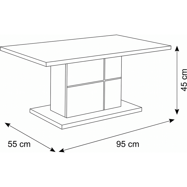 Wohn Schick MAGON Couchtisch 55x95,Front/Korpus: Royal grau,Gestell: Royal grau - H 45 cm x T 55 cm x B 95 cm – Bild 2