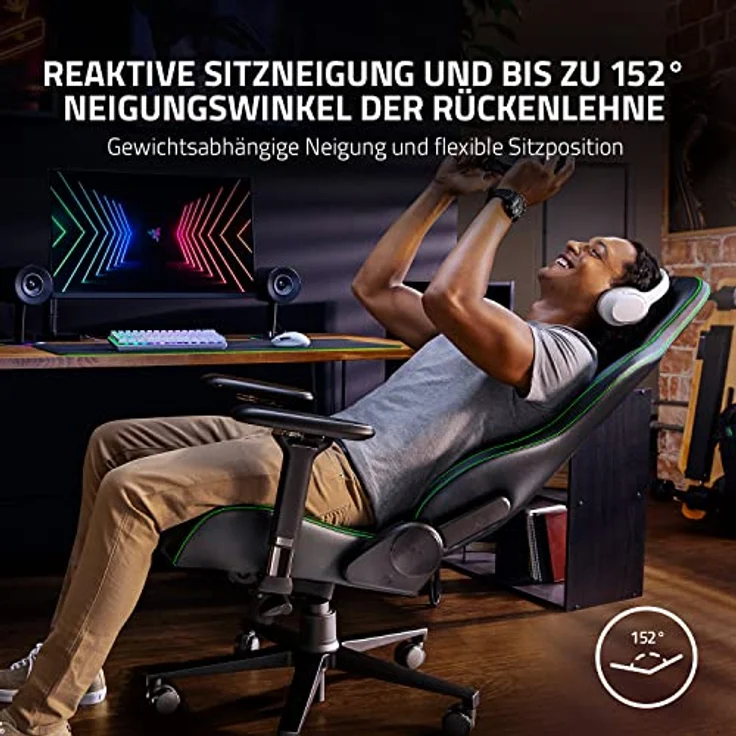 Razer Enki - Stuhl - Armlehnen - T-förmig - Neigen - Drehgelenk - hochdichter Polyurethan-Formschaum, Elastomer-Polyurethan (EPU) – Bild 11