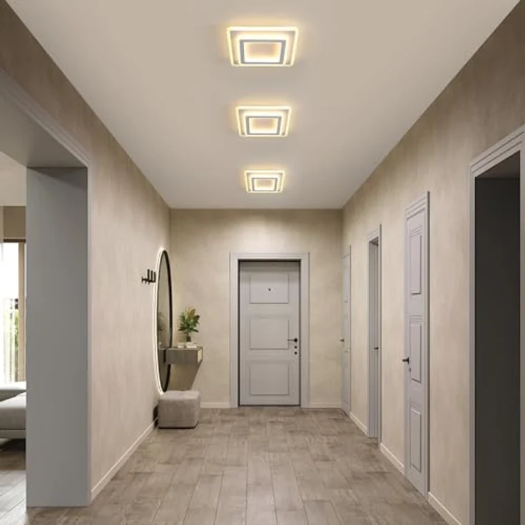 Goeco LED Deckenleuchte Innen, 44W Quadratisch Deckenlampe Moderne, 3000K Warmweiß Licht LED Deckenbeleuchtung Acryl für Flur, Küche, Schlafzimmer, Wohnzimmer, Weiß – Bild 2