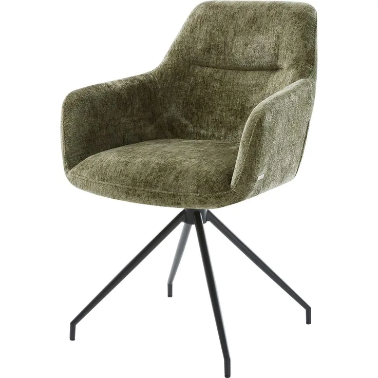 Drehstuhl Pejo-Flex Chenille Olive Kreuzgestell konisch Schwarz 180° drehbar Taschenfederkern