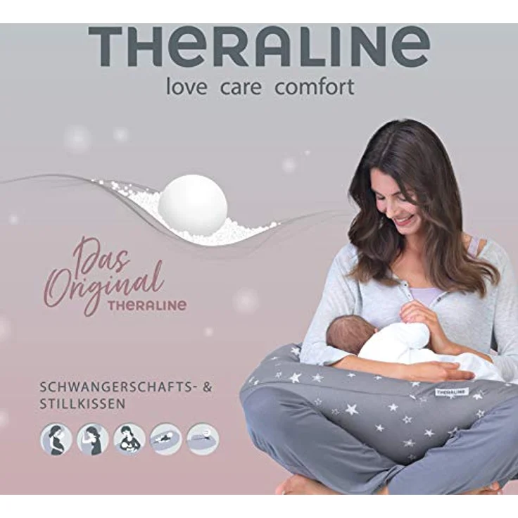 Theraline Stillkissen 190cm inkl. Bezug Indie Dots petrol Mikroperlenfüllung – Bild 4