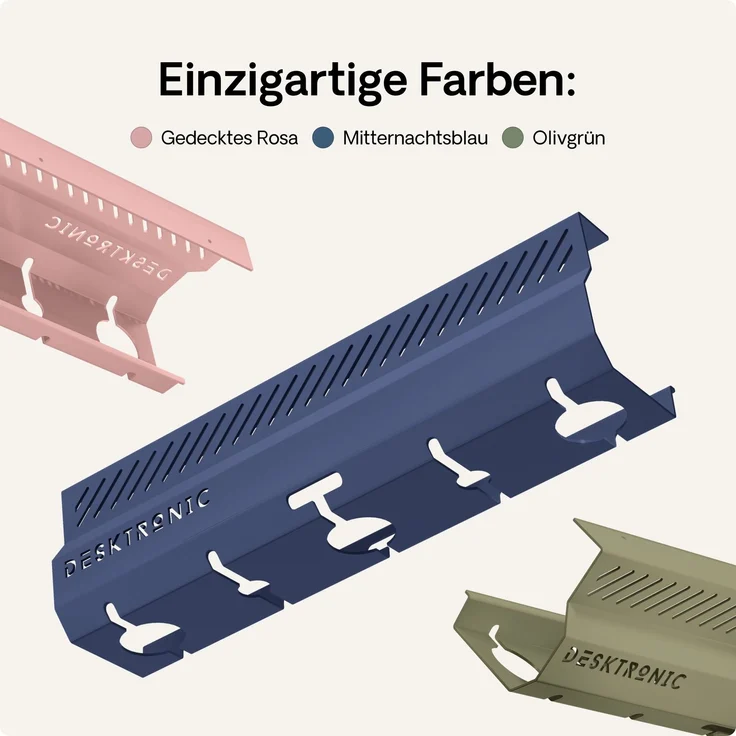 Desktronic Kabelkanal Schreibtisch, 2x43cm, Hochwertiger Stahl, Kabel Organizer für Kabelführung Blau – Bild 6