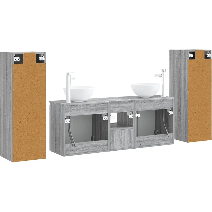 vidaXL Badezimmerschrank-Set 5 stk. Grau Sonoma 129 x 35 x 80 cm 3405989 – Bild 7