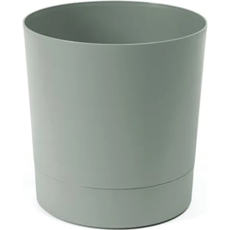 LAMELA Pflanzgefäß mit integriertem Untersetzer, Breite 22,5 cm – 7L – Grüner Blumentopf für Innen & Außen – Wetterfest & Pflegeleicht, Graugrün