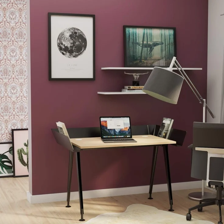 Computertisch, moderner Schreibtisch Tern, 100 x 60 x 72 cm, Weiß/Schwarz Levira – Bild 2