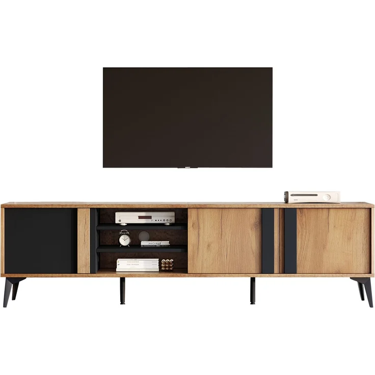 Merax 180 cm Rustikales Braun-TV-Schrank, Lowboard,TV-Board, TV-Kommode – Bild 10