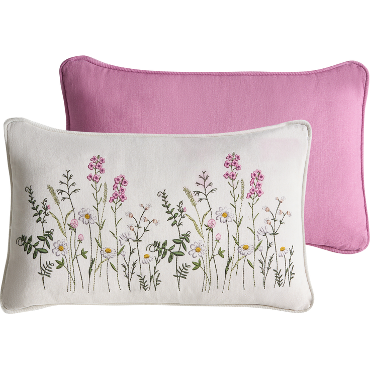 Dekokissen 2er Set MADHUCA Baumwolle 30 x 50 cm Weiß Blumenmuster