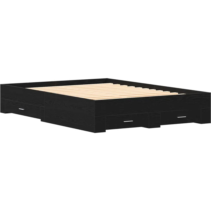 vidaXL Bettrahmen Schwarz Eichen-Optik 160 x 200 cm Holzwerkstoff 3333965 – Bild 4