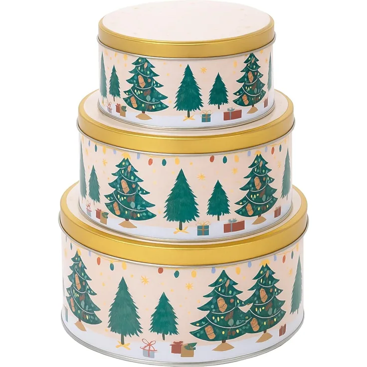 Moritz & Moritz Keksdose Weihnachten Keksdose mit Deckel Rund 3tlg Set, Metall, (Set, 3-tlg, Set), Blechdose mit Deckel im festlichem Design