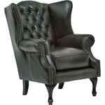 Eleganter Chesterfield Sessel Pittsfield in Antik Grün, Echtleder mit Federkern, 89x104x79cm - Ideal für Wohnzimmer & Büro