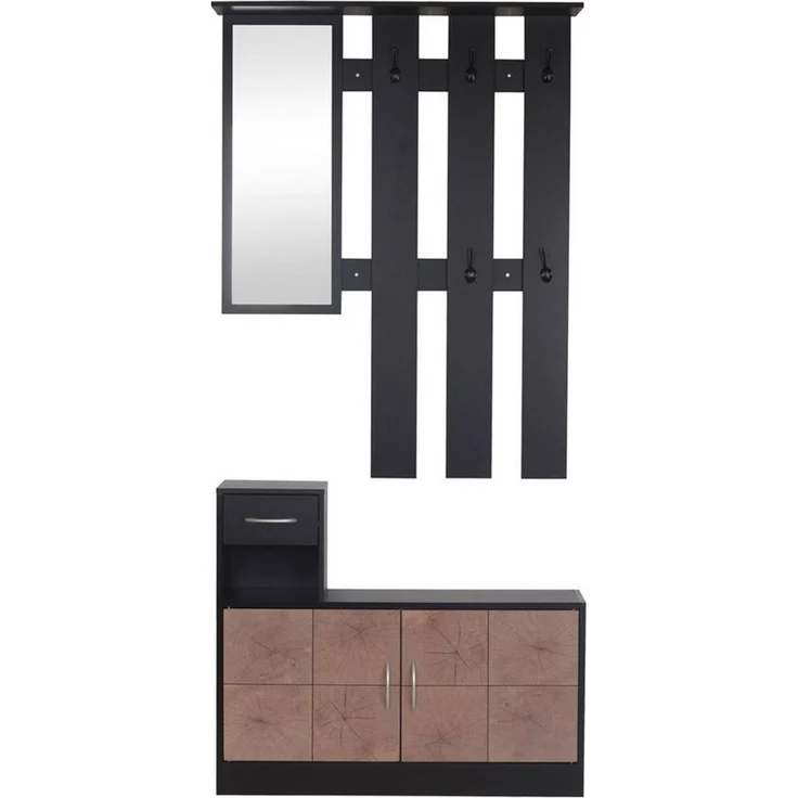 HTI-Living Garderobe Garderobenpaneel mit Spiegel und Schuhschrank Dana Schwarz-Baumscheibe (Set, 2 St) – Bild 1