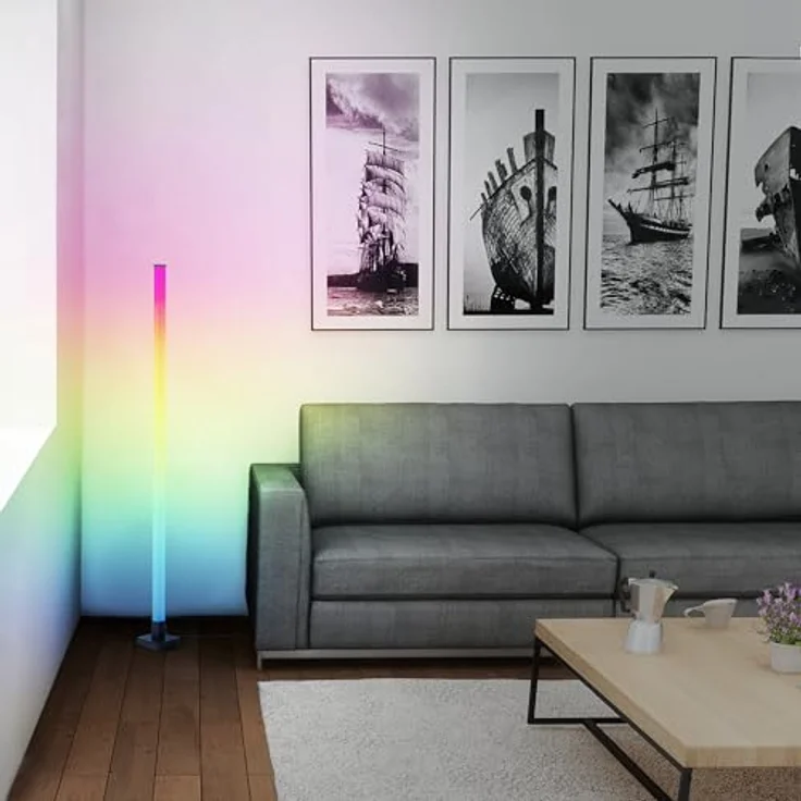 BreLight LED Stehlampe Neele LED Stehleuchte, Dimmer, Dimmfunktion, dimmbar über Fernbedienung, LED fest integriert, RGB, 150 cm, digitales RGB, Musiksensor, zerlegt mit Aufbauanleitung – Bild 4