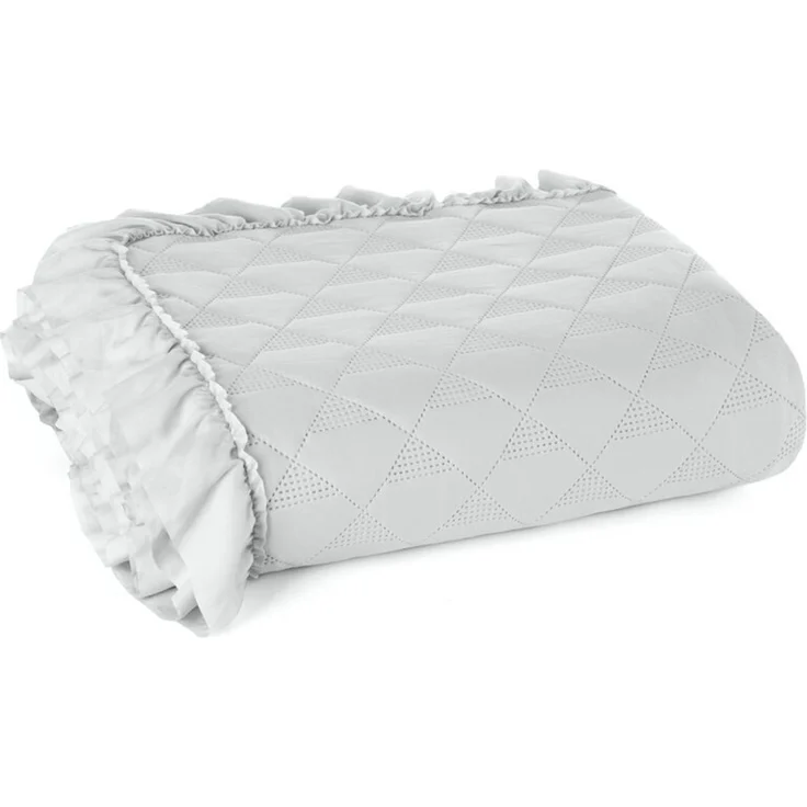 Tagesdecke Decke mit Rüschen Romantische Decke VANESA silber 170X210 cm – Bild 2