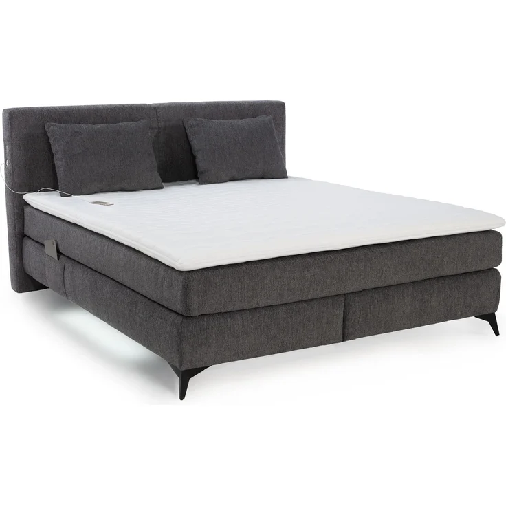 Boxspringbett 180x200 H3 Federkernmatratzen Bonell Topper in Chenille Dunkelgrau – Bild 1