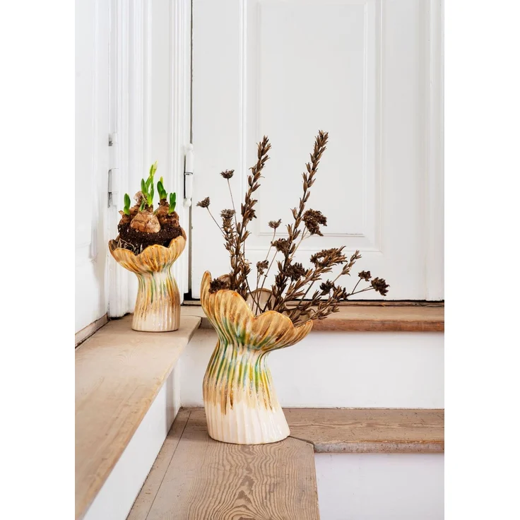 Vase aus Steingut - skulpturale Eleganz 14x20,5 cm – Bild 2