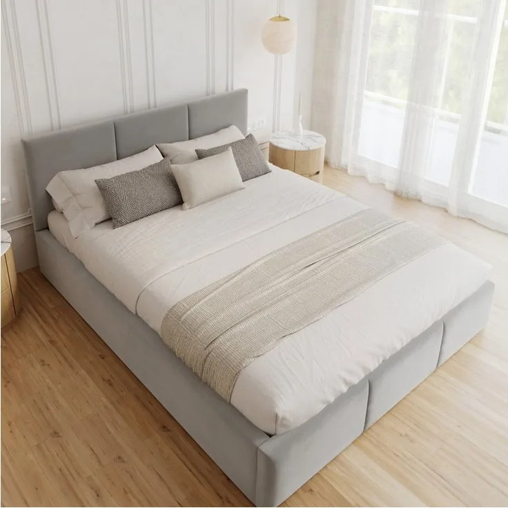 FDM Polsterbett BELORA modern mit Bettkasten MADE IN EU - mit Trinity Velours Bezug (verfügbar 90x200 120x200 140x200 160x200 180x200cm, Bettrahmen, Bett, mit großen gepolsterten Kopfteil, mit Bettkasten zum aufklappen), Hebbarer Metallrahmen, Bettkast...