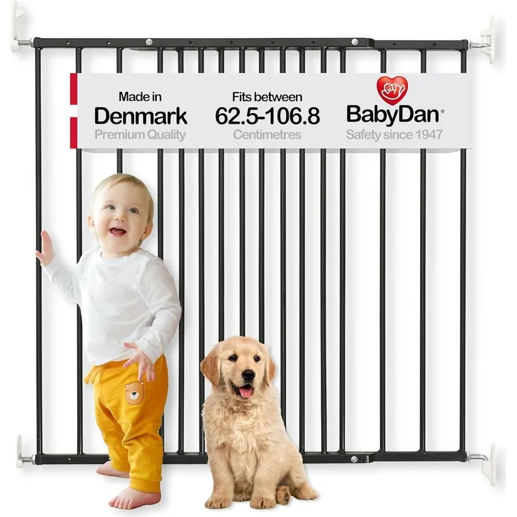 Baby Dan Multidan Metall Tür und Treppenschutzgitter, 62.5-106.8 cm, schwarz