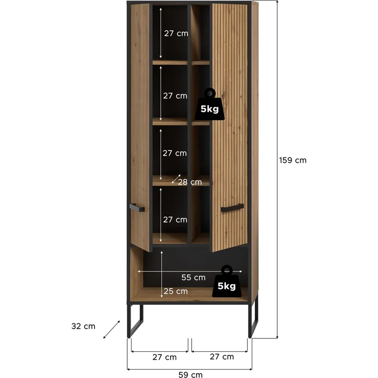 Bagno Hochschrank breit in Artisan Oak Nachbildung – Bild 4