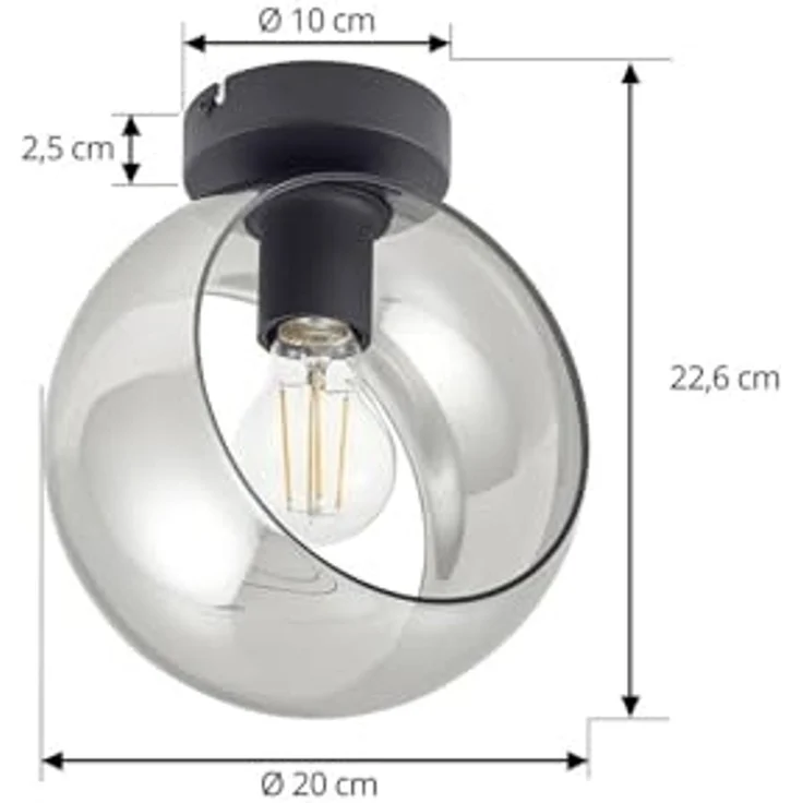 Lindby Deckenleuchten Roton, Glas Schwarz IP20, 1x15 W LED – Bild 5