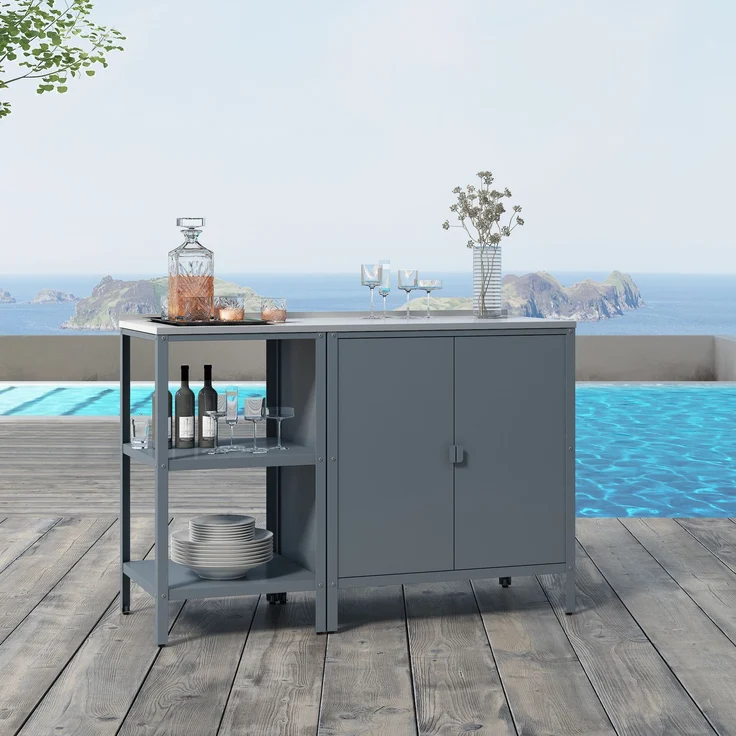 Outdoorset Bolognano Standregal und Schrank Dunkelgrau, matt [casa. pro] – Bild 1
