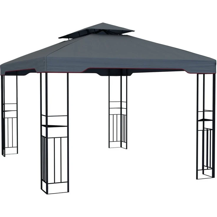 paramondo Gartenpavillon Deluxe 4x3m, stabiler Metallpavillon in Anthrazit mit Doppeldach, UV 50+, inkl. Erdnägel, leicht demontierbar