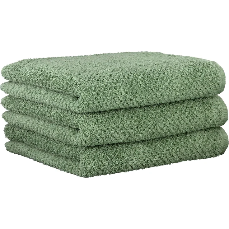 CAWÖ Handtuch, 3er Pack - Pure, Walkfrottier, Struktur-Design, Baumwolle, einfarbig Grün 50x100cm – Bild 1