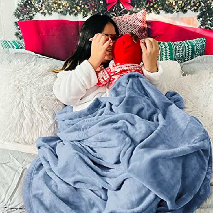 BEDSURE Kuscheldecke Flauschig Decke Fleecedecke - Wohndecke Warm Winter Weich, Sofadecke XL, Decke Couch Blanket, Wohn- & Kuscheldecken 150x200 cm, Sofa überwurfdecke Hellblau – Bild 6