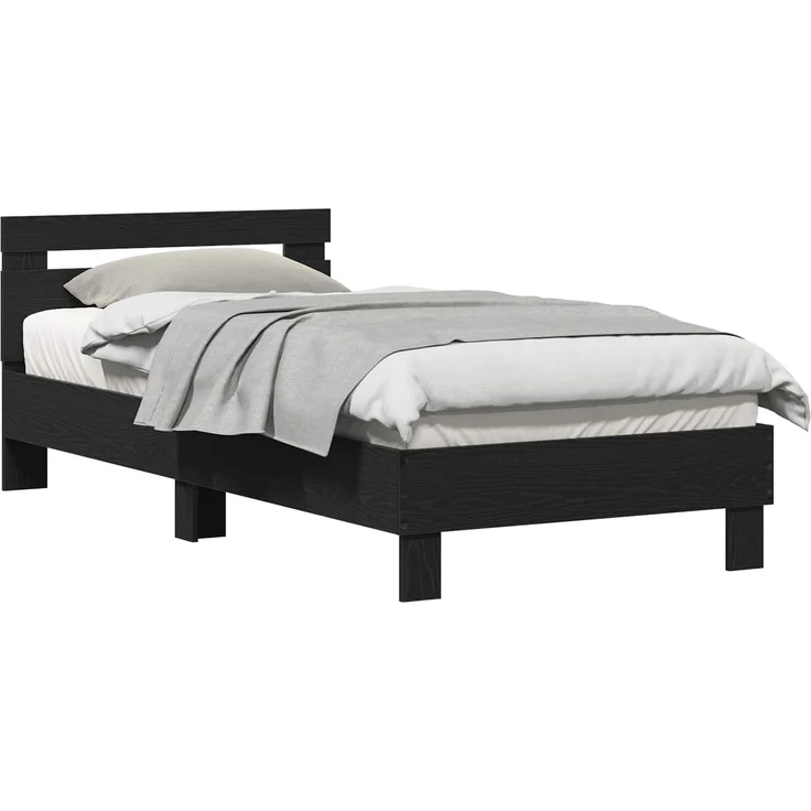 vidaXL Bettrahmen Schwarz Eichen-Optik 203 x 95 x 70 cm Holzwerkstoff 874114 – Bild 2