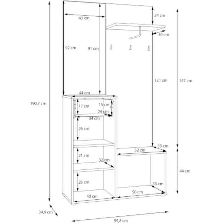 Forte Kompaktgarderobe KENDRAY - Diele Garderoben-Sets in Mauvella Eiche (D108)-Sand (U60) – Bild 7