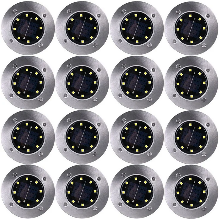 Casativo Gartenstrahler Solar-Bodenstrahler 200lm IP44 Erdspieß Garten-Außenleuchte Ø 11,5cm, LED fest integriert, 8-LEDs je Strahler, Wegleuchte, Dämmerungssensor & 6-8h Leuchtdauer – Bild 2