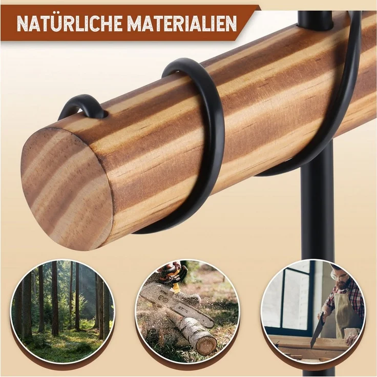Nettlife Tischleuchte Vintage Industrie Metall Holz Schwarz E27 50cm Retro Nachttischleuchte, mit Kippschalter, LED wechselbar, ohne Leuchtmittel, Wohnzimmer Schlafzimmer Kinderzimmer Esszimmer – Bild 3