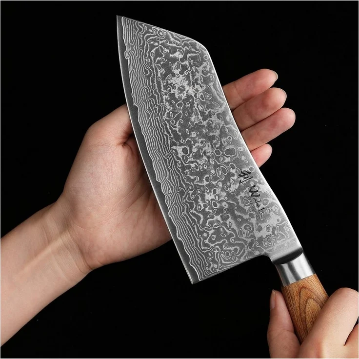 Wakoli Asiamesser EDIB Pro Damast Chai Dao I Küchenmesser Kochmesser I 17cm Klinge, 67 Lagen Damaststahl, VG-10 Stahlkern – Bild 2